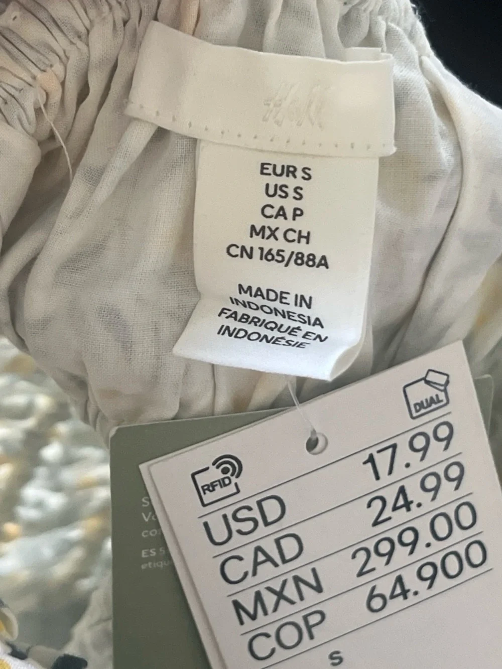 H&M Cream Floral Smocked Bandeau Top with Yellow Accents - Picture 8 of 8